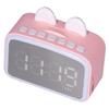Mini Cartoon Clock Bluetooth Digital Speaker Multifunctional Smart Set Alarm Clocks for Bedroom OfficePink