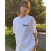 Cotton Back Collar Short-sleeved T-shirt Shoulder-down Loose Medium and Long Spring and Summer Printed Top
