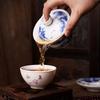 Jingdezhen Chinese Gaiwan Handmade 6.3oz/180ml Mountain Style China Blue and White Porcelain Gaiwan Kungfu Teacup Traditional Chinese Teaware Tea Set