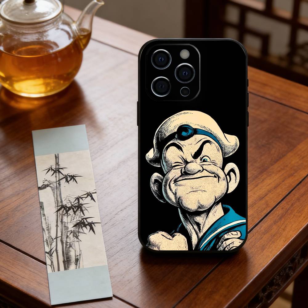 C-Cute cartoon P-Popeye Phone Case For iPhone 17, 16,15,14,13,12,11 Plus,Pro Max, Others Soft Black Cover