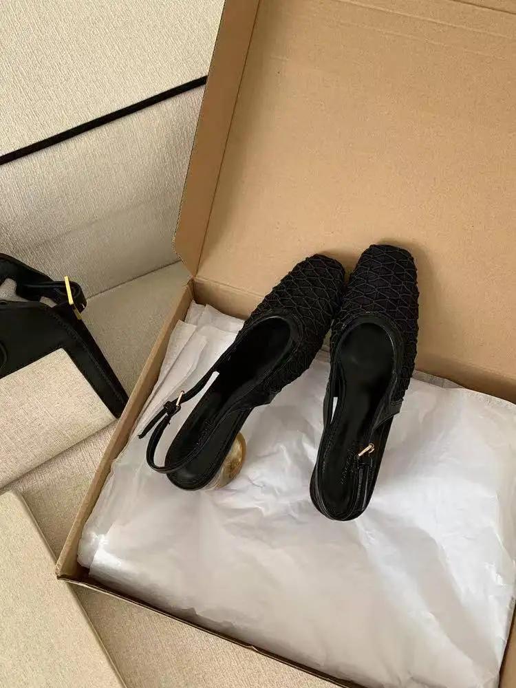 

Женские туфли-лодочки на каблуке, необычный стиль, квадратный носок, тканевые, женские мюли, повседневные, дышащие, на все случаи жизни, женские кроссовки 39 чёрный