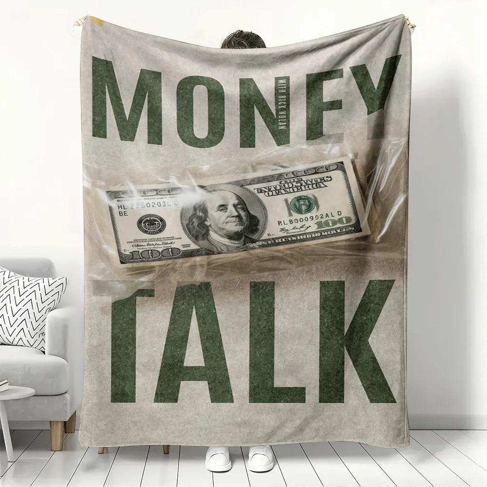 

Pattern of the US dollar bill Flannel printed blanket suitable for all seasons suitable for living room office sofa and travel 75x100cm