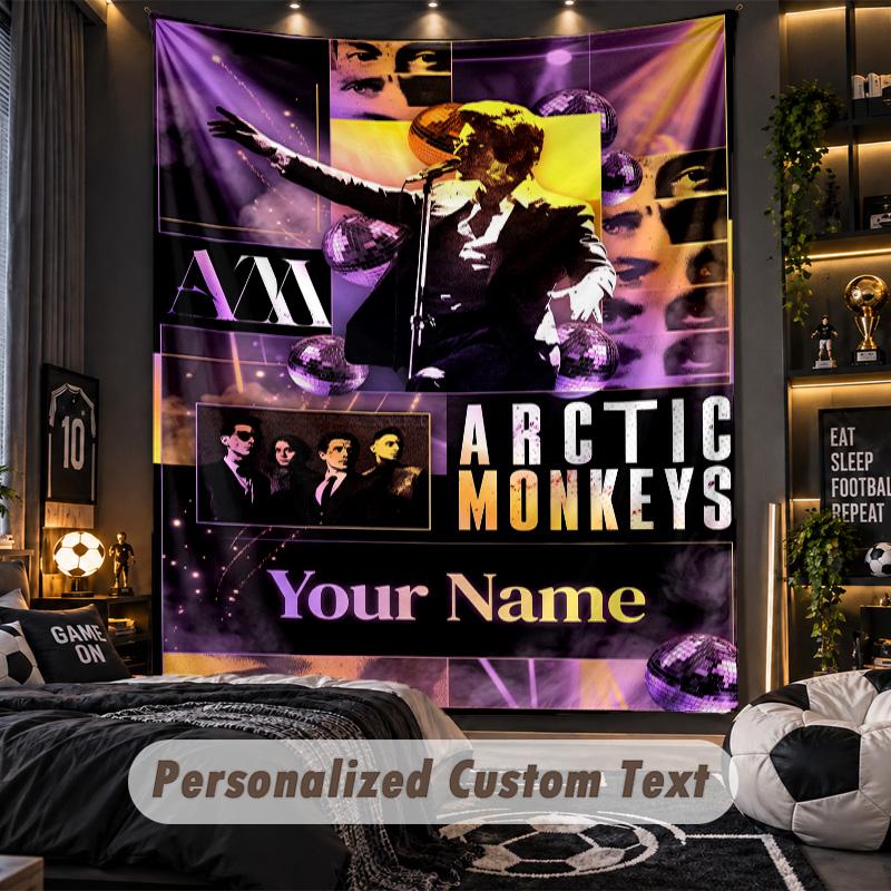 Personalized Wall Tapestry,Arctic Monkeys Custom Printed Name, Fabric Wall Art For Indoor Room Backdrop