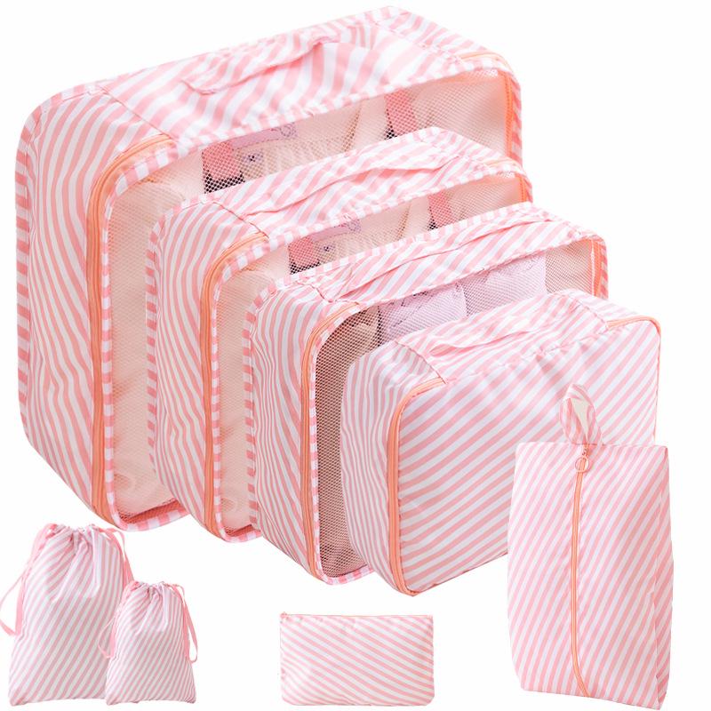 Eight-Piece Travel Storage Bag Set for Organizing Clothes