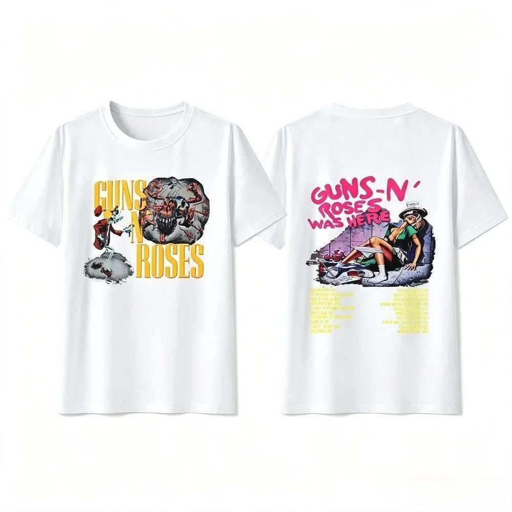 Summer New Vintage Guns N Roses Rock Band Graphic Tshirt Tour Retro Y2k Hip Hop Streetwear Short Sleeve Unisex Unisex Tops