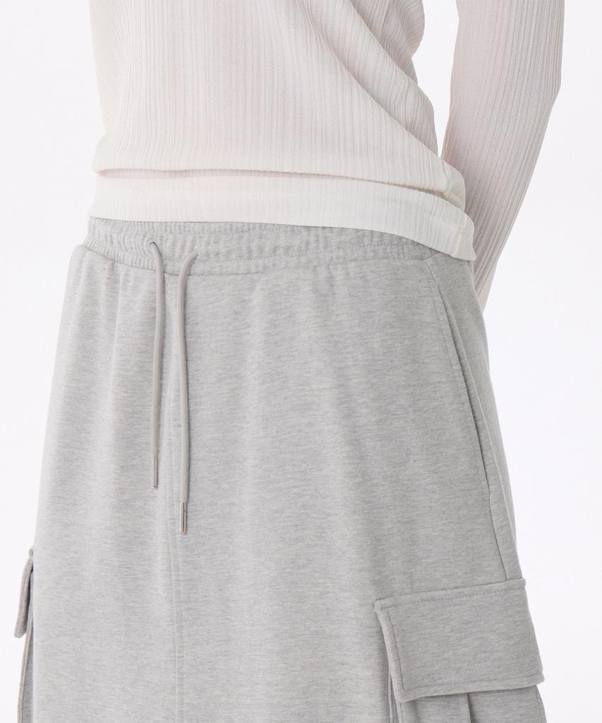 MUSINSA STANDARD WOMAN Women'S Flat Terry Sweat Cargo Long Skirt [Medium Grey]