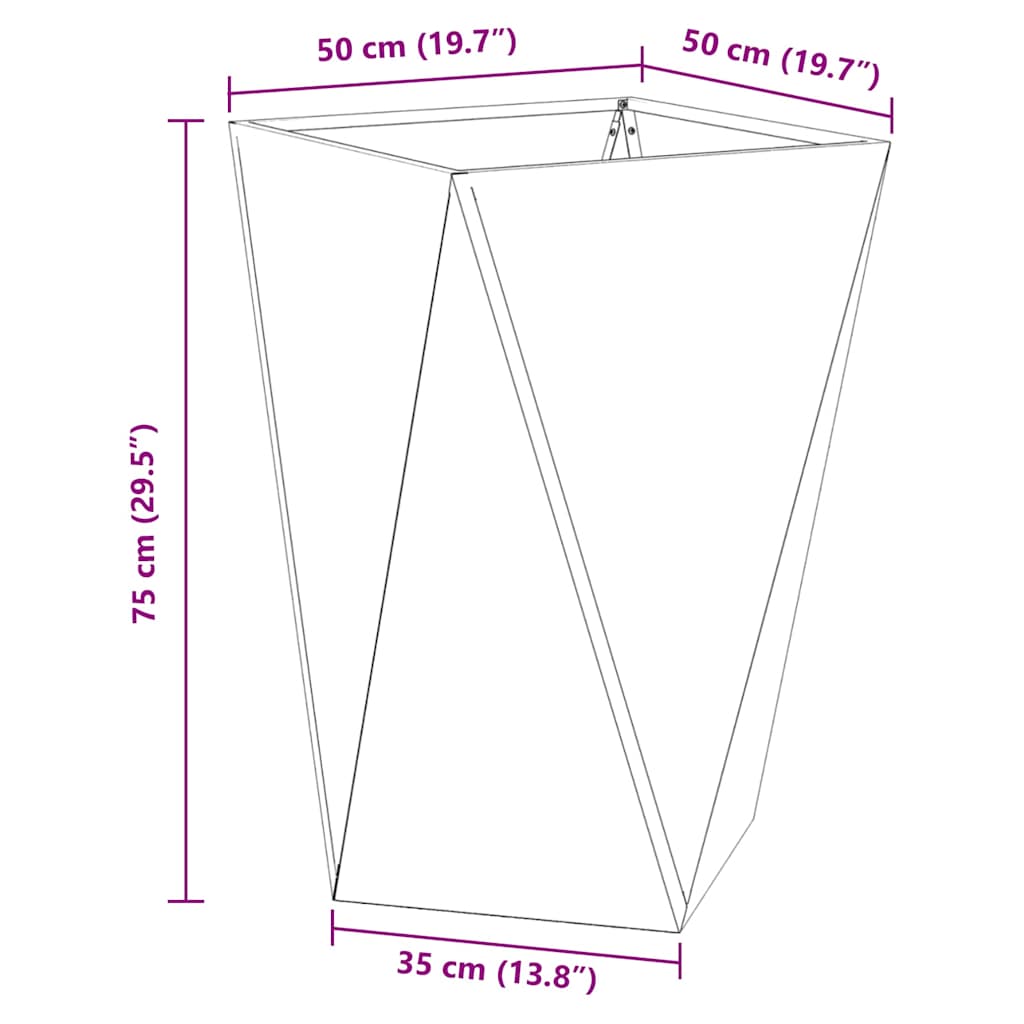 Planters 2 Pcs Rusty 50 X 50 X 75 Cm Weatherproof Steel