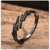 Vnox Gothic Black Lightning Open Ring for Men Women,Stylish Purple Cubic Zircon Stones Finger Band, Adjustable Fashion Jewelry