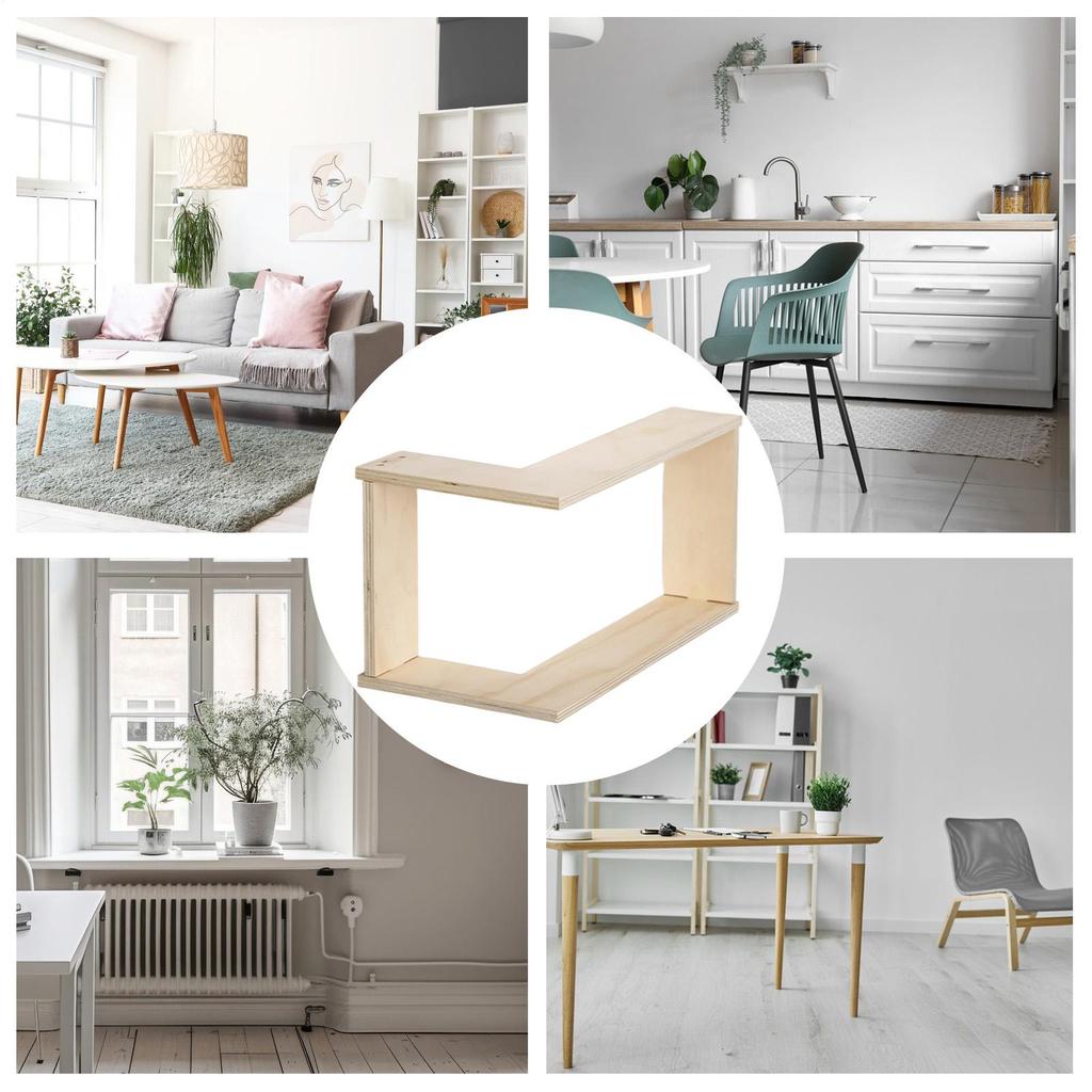 Corner Wall Shelf Wood Double-Layer Flower Pot Organizer Wall Record Display Shelf For Apartment Home Office Bedroom Kitchen