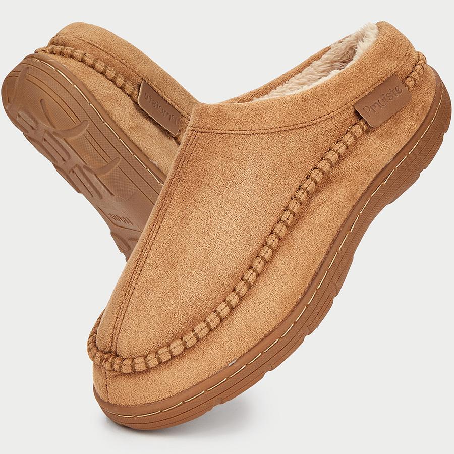 Herren Winter Hausschuhe Weich Plüschgefüttert Warmes Fleece Innen/Außen Hausschuhe mit Rutschfester Sohle Bequemes Heimschuhwerk für Kaltes Wetter