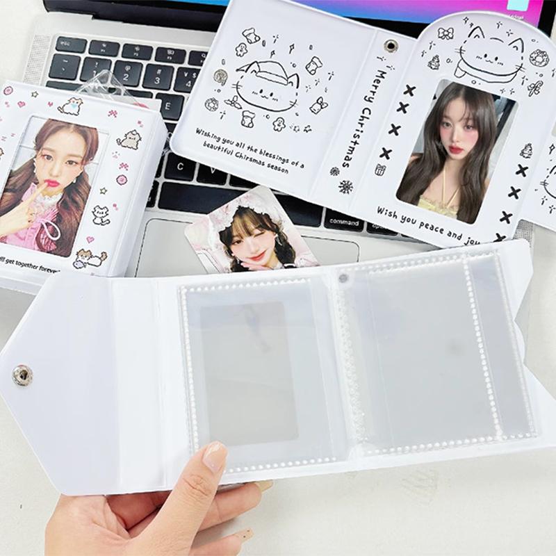 3 Inch Photocard Binder Photo Card Holder Card Sleeves Idol Id Cards Collector Kawaii 40Pcs Card Capacity Hollow Cartoon Album