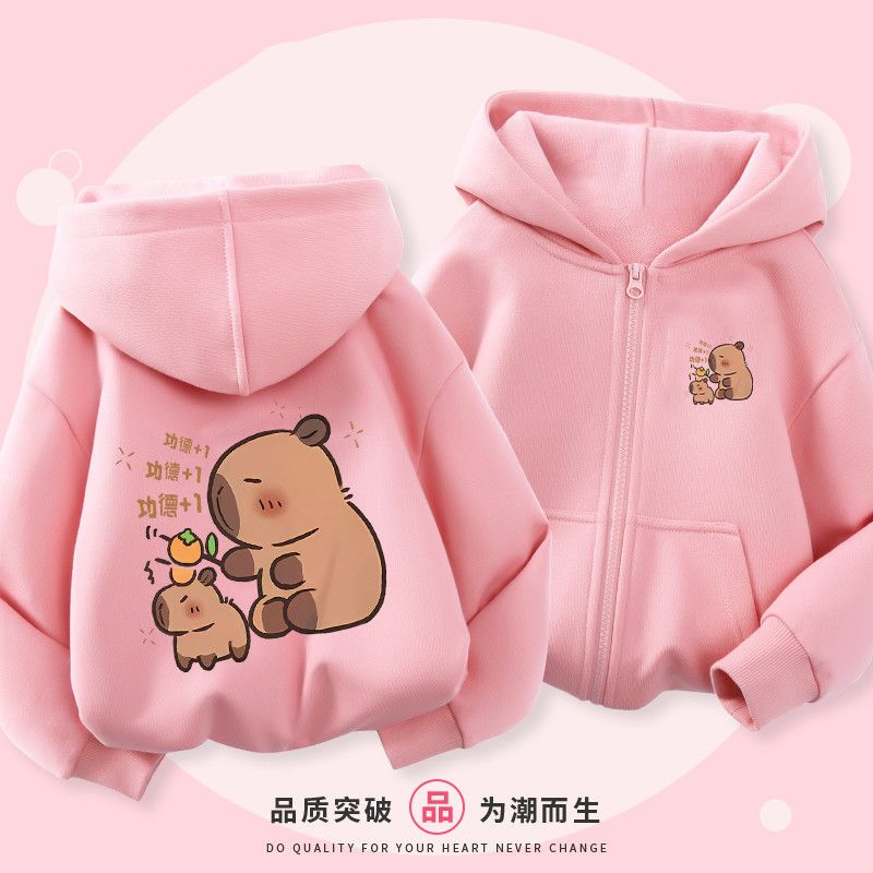 Cute Capibara Cartoon Hoodie for Children, Casual Coat for Boys and Girls Autumn and Winter