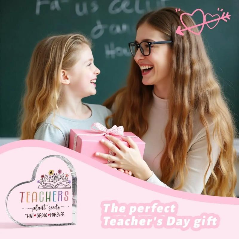 2D Flat Teacher Thank You Gifts Acrylic Desktop Decoration Plaque, Home Decor Plaque Hanging Wall Art Decorative Garden Decoration for Room Door Signs