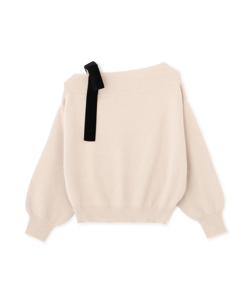 Proportion Body Dressing Velvet Ribbon Knit Beige and Black Women's Sweater,