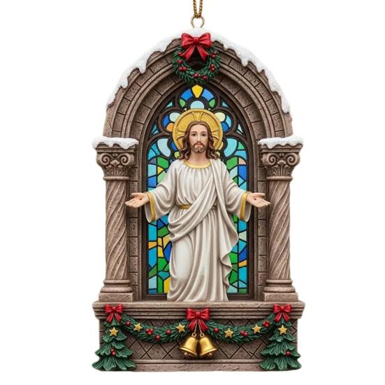 Christmas Jesus Ornaments Religious Acrylic Xmas Tree Hanging Ornaments Christian Keepsake Gift for Home Garden Wall Decor