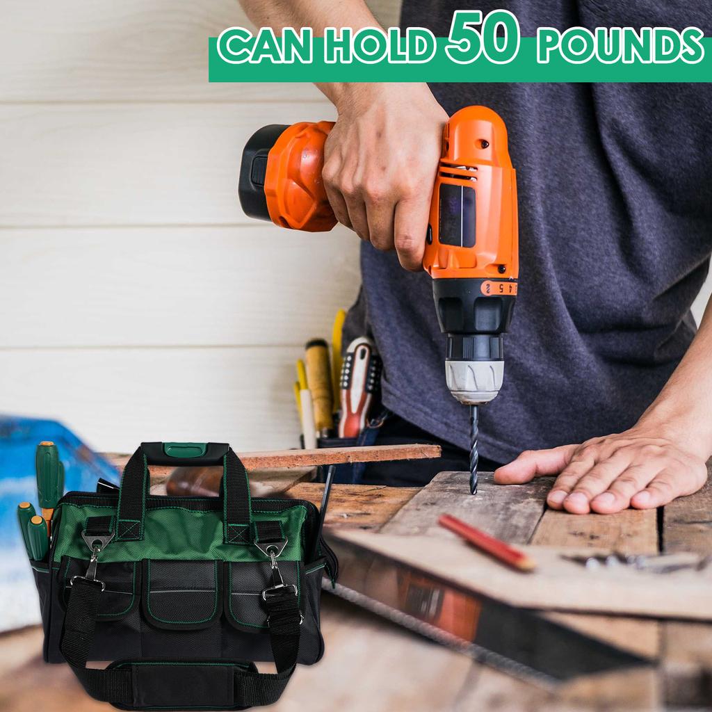 16/18'' Tool Bag Organizer Waterproof Oxford Cloth Multi Pocket Electrician Tools Tote Bag Heavy Duty Zipper Wide Mouth Tool Bag