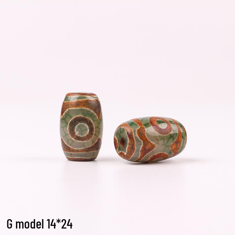 Tibetan Three-Eyed Dark Green Agate Dzi Pendant Necklace
