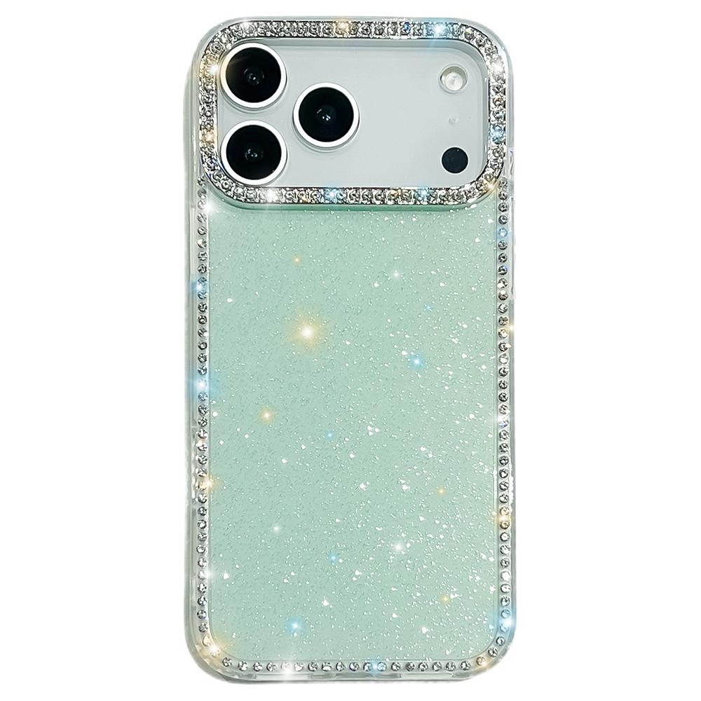 For iPhone 17 Pro Max Case Rhinestone Edge Glitter Back TPU+PC IMD Phone Cover