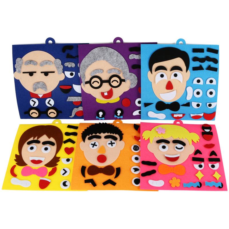 Kindergarten DIY Facial Feature Stickers Puzzle - Non-Woven Felt Material for Kids