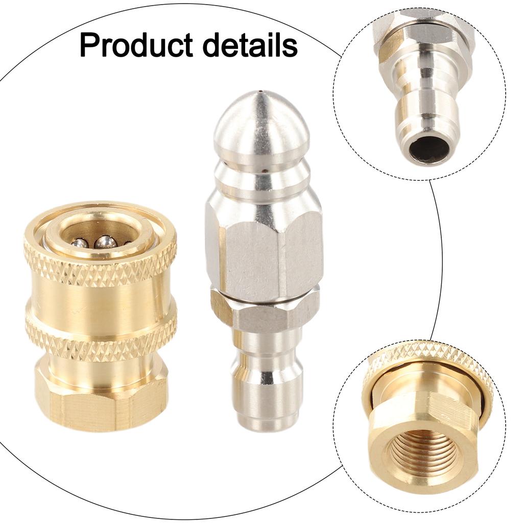 1 Pcs 5000 PSI Sewer Jetter Pressure Drain Jetter Hose Nozzle For 1/4 Pressure Washer High Pressure Water Pipe Nozzle