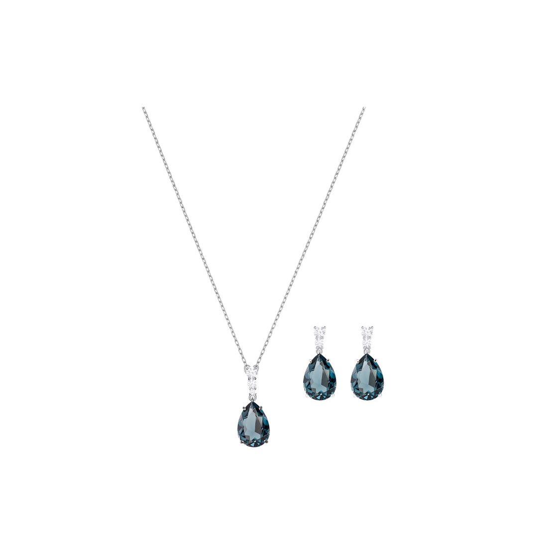 Swarovski Women's Blue Vintage Water Drop Earring Set Necklace Jewelry 5450937
