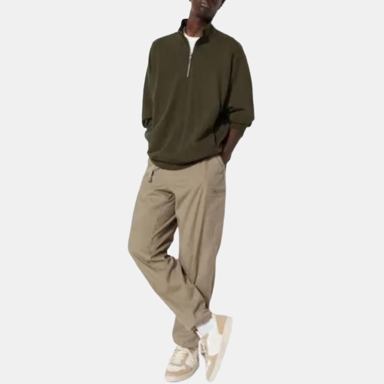 UNIQLO Solid Color Loose Tapered Casual Pants Men bottoms Beige 459710-31