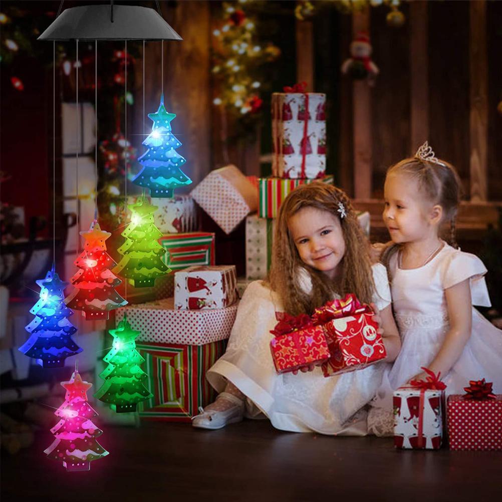 Clopoțel de Vânt Solar de Crăciun Lumină de Exterior Alimentat Solar Impermeabil LED Clopoțel de Vânt cu Schimbare de Culoare