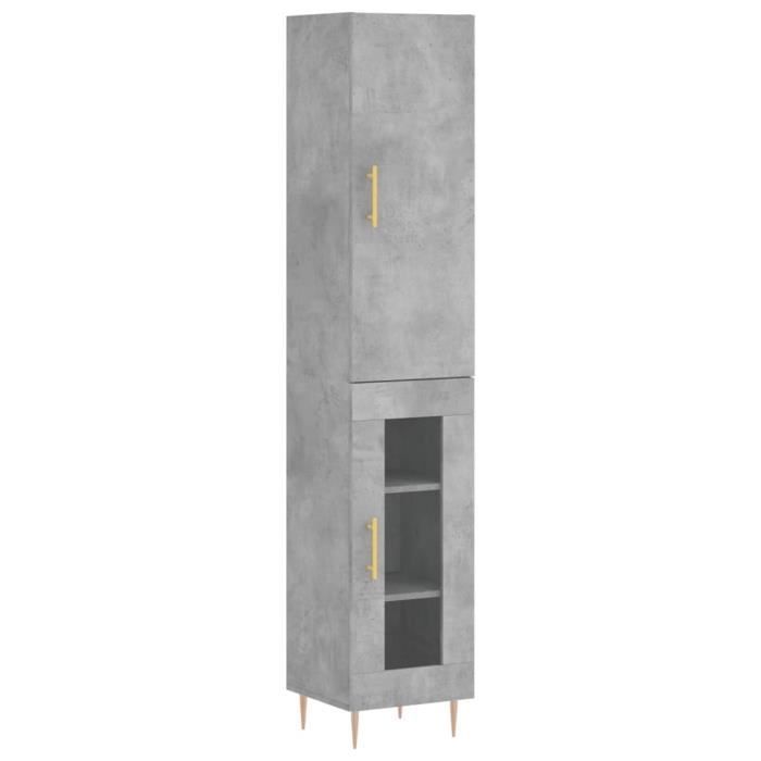 VidaXL Buffet haut Gris béton 34,5x34x180 cm Bois d'ingénierie 3199037