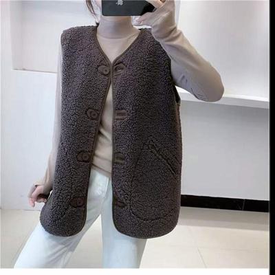 Gilet en poils d'agneau pour femme, veste en fourrure d'automne, gilet tout-aller, gilet marée