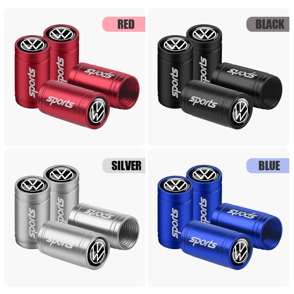 4Pcs Car Tire Valve Caps Metal Wheel Dust Covers Accessories for Volkswagen VW Rline Golf 4 5 6 7 Tiguan Passat B5 B6 B7 CC MK5 CWU1