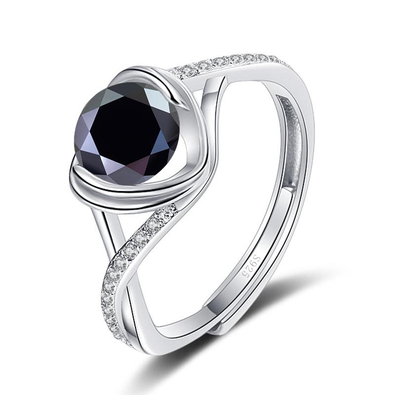 Bague Ringen Anello di Fidanzamento da Donna con Pietra Mosang Love a Croce da Un Carato Oro Puro Argento 925 Gioielli da Matrimonio Misura Regolabile