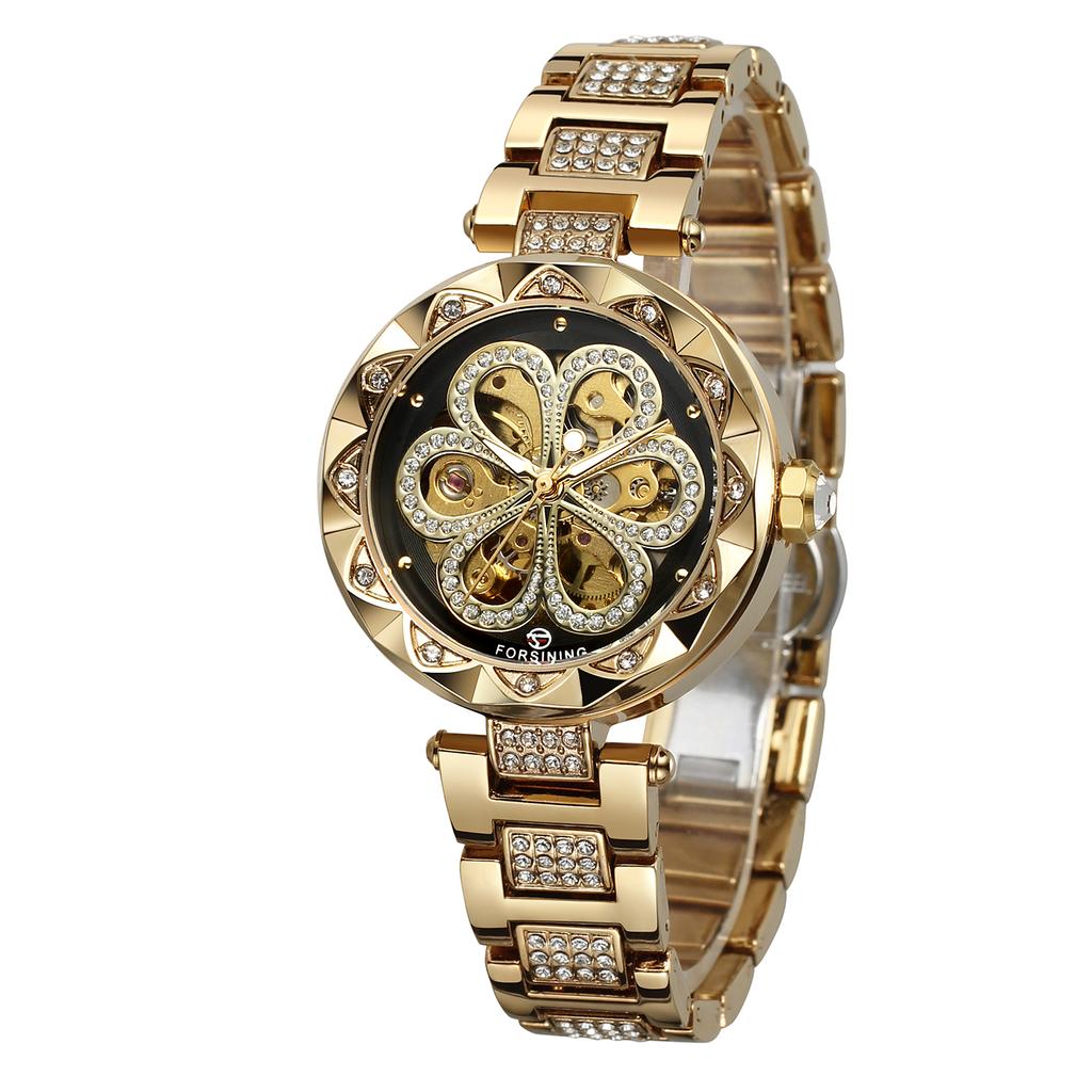 Forsining Top Brand Casual Waterproof Full Stainless Steel Automatic Mechanical Women Hight Senior Gift Glamour Elegant Watches