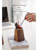 Walnussholz Stifte- und Make-up-Pinselhalter - Kreativer Desktop-Aufbewahrungszylinder