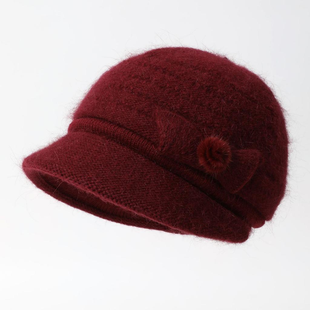 Autumn and Winter Woolen Hat and Scarf Set Elegant and Versatile Plus Velvet and Warm Squirrel Velvet Women's Knitted Hat