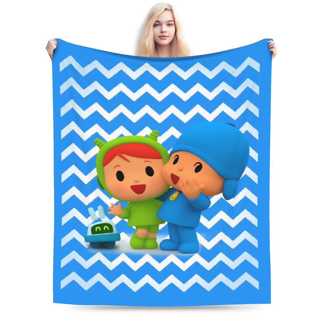 P-POCOYO Warme Weiche Decke Mädchen Jungen Plüsch Überwurfdecke Druck Wohnzimmer Flanell Tagesdecke Sofa Bettbezug