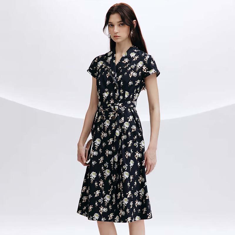 JESSIE Waist-Cinching Printed Midi Dress