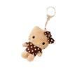 Sanrio Hello Kitty Bow Keychain Plush Pendant 9cm High Black Leather Brown Polka Dots
