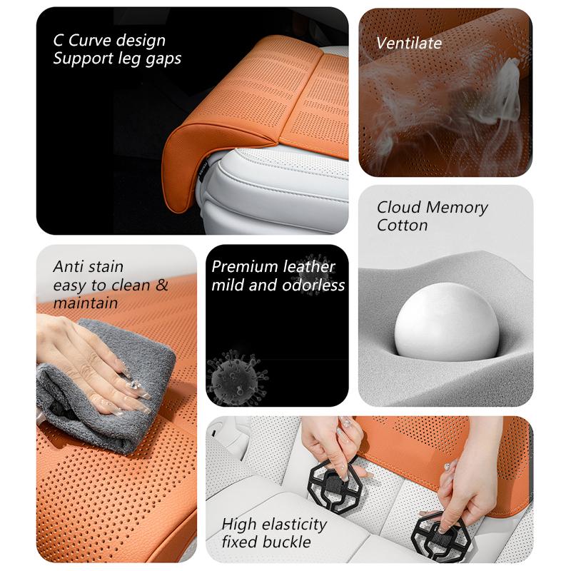 SEAMETAL Car Seat Leg Support Extension Suede Universal Auto Seat Extender Leg Cushion For Driver Memory Foam Seat Padding Mat Cover