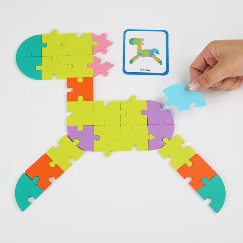 Wooden Colored Puzzle Toy For Early Childhood Education Intellectual Games Parent-Child Interaction Two Styles Available