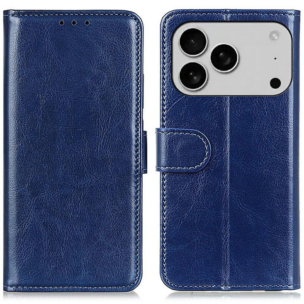 For iPhone 17 Pro Max Case Crazy Horse Texture PU Leather Phone Stand Cover