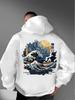 Men's Retro Nautical Style Hooded Sweatshirt - Long Sleeve Casual Pullover, Suitable for Autumn and Winter Street Style