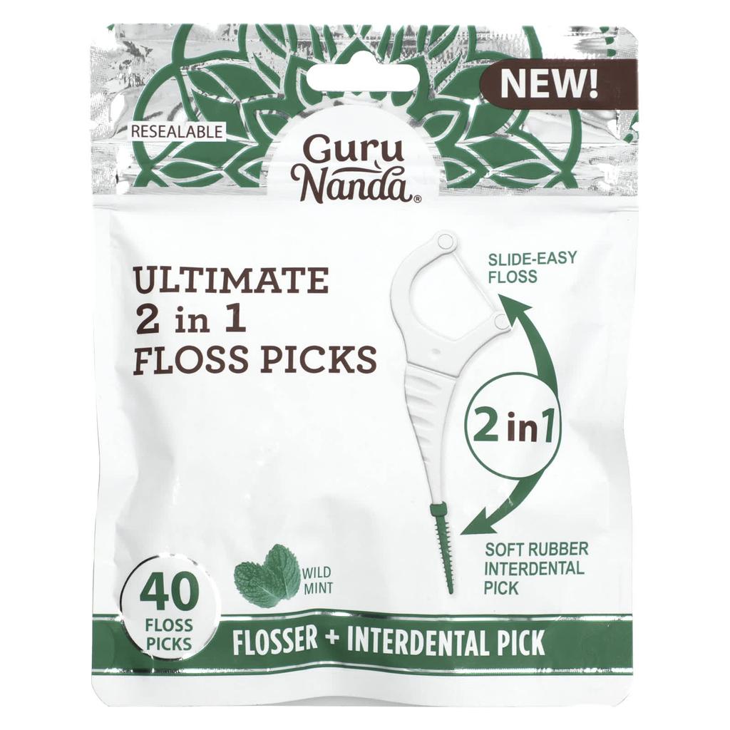 Ultimate 2 In 1 Floss Disposable, Wild Mint, 40 Floss Count