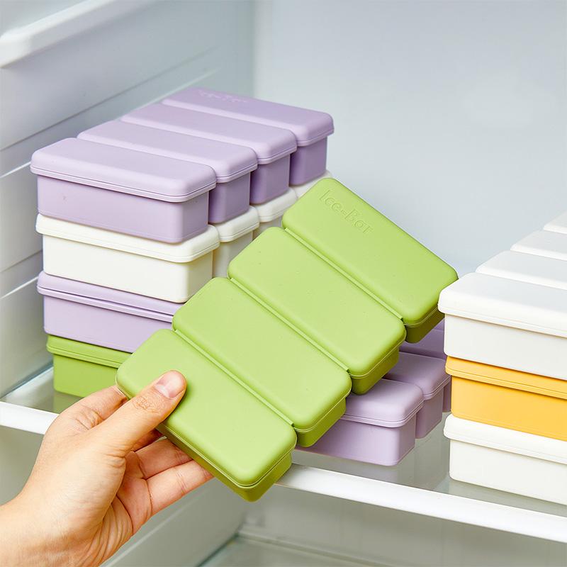 4 Grids Rectangle Ice Cube Mold with Lid Silicone Ice Cube Tray Cold Drinking Ice Maker DIY Ice Cream Cake Chocolate Mould