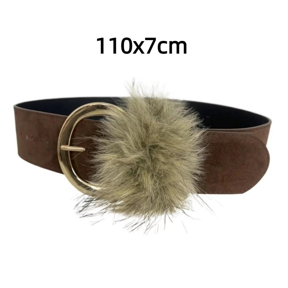 Suede Women Waistband Faux Fur Wide Belt Ins Waist Belt  Waist Accessories
