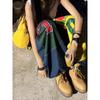 BeatStreet Wide Leg Loose Floor Length Pants Plus Size American Retro Spicy Girl Design Printed Denim Women's High Waist Pants