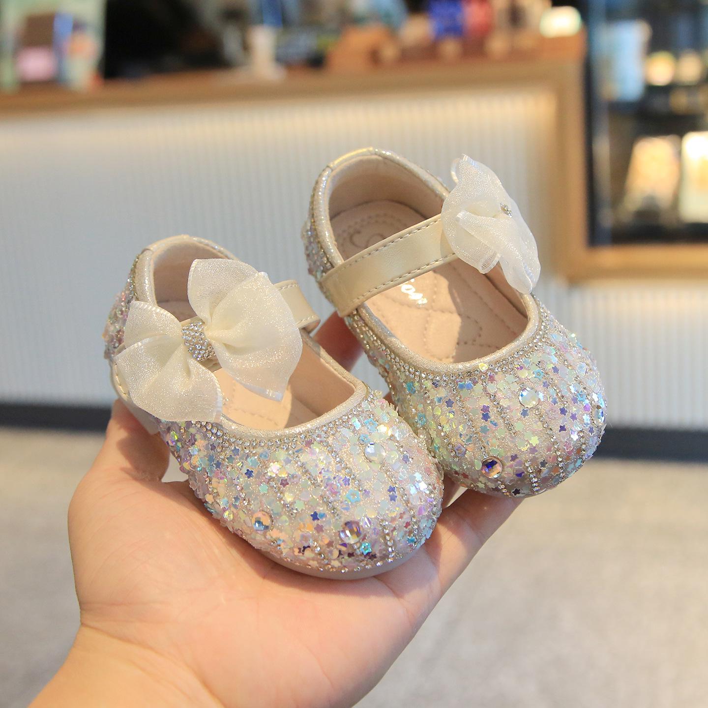 Frühlings-Neuheiten: Baby Mädchen Kristall Schleife Weiche Sohle Prinzessin Schuhe - Schicker Koreanischer Stil Factory order size 16-20 (100 pairs)