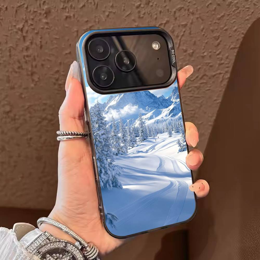 

Зимняя снежная гора Чехол для телефона Для iPhone 17,16,15,14,13,12,11,Pro Max,Plus Конфетный серебряный чехол iPhone13PRO