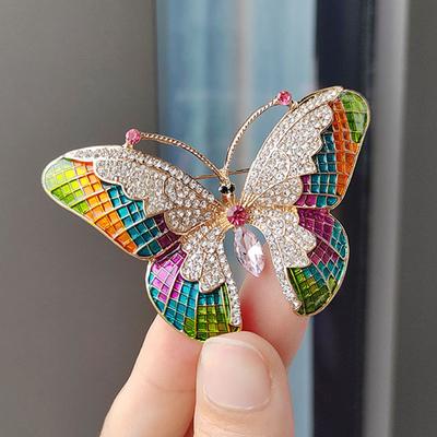 Luxury Colorful Rhinestone Butterfly Brooches for Women Insect Brooch Metal Pins Casual Party Office Suit Coat Jewelry