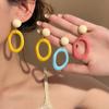 Colorful Acrylic Circle Stud Earrings: Japanese & Korean Style Beach Jewelry