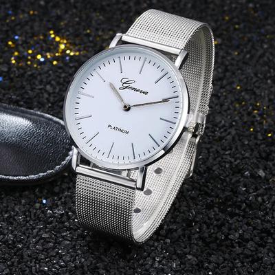 Mesh Band Quartz Watches Unisex Plastic Strap Large Dial Luxury Business Watch Luxury Quartz Stainless Steel Dial Wristwatches